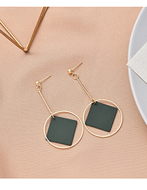 Fashion Green Frosted Square Earrings