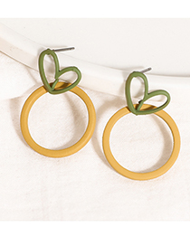 Fashion Yellow Love Frosted Contrast Earrings