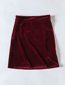 Fashion Red Wine Velvet Hip Skirt