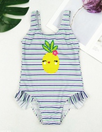 Fashion Color Bar Striped Bow Cartoon One-piece Swimsuit