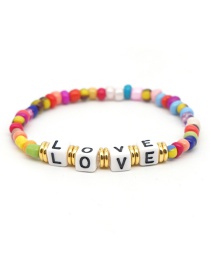Fashion Color Square Love Letter Rainbow Glass Bead Bracelet