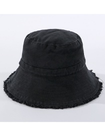 Fashion Black Frayed Denim Fisherman Hat