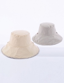 Fashion Beige Small Plaid Double-sided Cotton Foldable Fisherman Hat