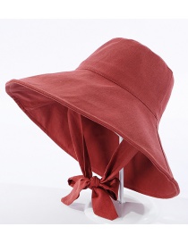 Fashion Brick Red Fisherman Hat With Big Eaves Band And Bow