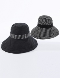 Fashion Black Double-sided Striped Fisherman Hat
