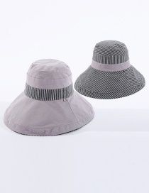 Fashion Gray Double-sided Striped Fisherman Hat