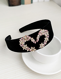 Fashion Black Fabric Alloy Diamond Love Flower Headband