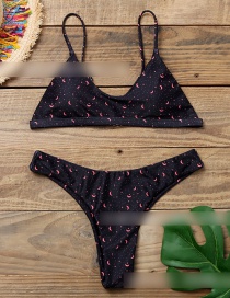 Fashion Black Reversible Printed Triangle Split Swimsuit