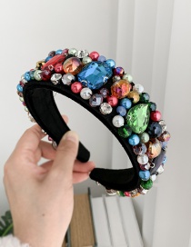 Fashion Color Fabric Diamond And Pearl Geometric Headband