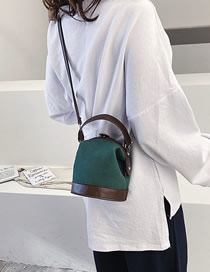 Fashion Green Frosted Contrast Panel Handbag