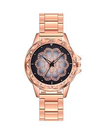 Fashion Rose Gold Quartz Watch With Diamonds And Steel Band