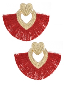 Fashion Red Alloy Love Tassel Earrings
