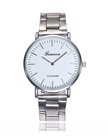 Fashion Steel Band Silver Stainless Steel Ultra-thin Two-hand Steel Band Quartz Watch
