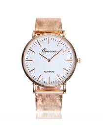 Fashion Mesh Belt Rose Gold Stainless Steel Ultra-thin Two-hand Steel Band Quartz Watch