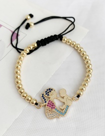 Fashion Golden Cubic Zirconia Beaded Mother And Child Bracelet
