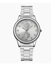 Fashion Silver With White Surface Digital Face Quartz Steel Men's Watch