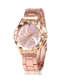 Fashion Pink Starry Windmill Diamond Watch