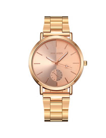 Fashion Rose Gold Men's Quartz Watch With Scaled Steel Band