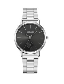 Fashion Black Face With Silver Band Men's Quartz Watch With Scaled Steel Band