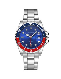 Fashion Blue Steel Band Waterproof Sports Large Dial Calendar Quartz Men's Watch