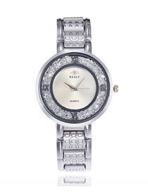 Fashion Silver Quartz Watch With Diamonds