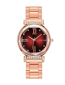 Fashion Red Gradient Quartz Watch With Diamonds