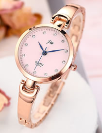 Fashion Golden + Pink Diamond Bracelet Stainless Steel Band Quartz Bracelet Watch