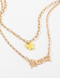 Fashion Yellow Acrylic Butterfly Necklace Double Letter Necklace