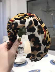 Fashion Yellow Leopard Print Contrast Cross-knotted Wide-edged Headband