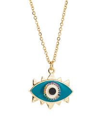 Fashion Blue Eye Copper Micro Set Zircon Necklace With 18k Gold Plating