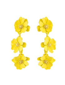 Fashion Yellow Flower Long Metal Earrings