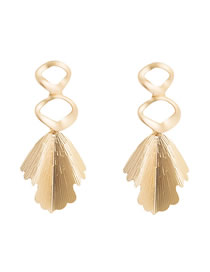 Fashion Golden Metal Leaf Irregular Concave Stud Earrings
