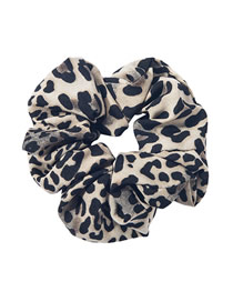 Fashion Black Leopard Fabric Pleated Bowel Hair Rope