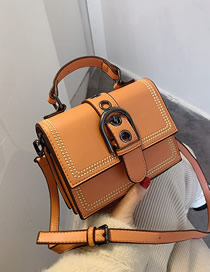 Fashion Orange Stitched Strap Shoulder Bag