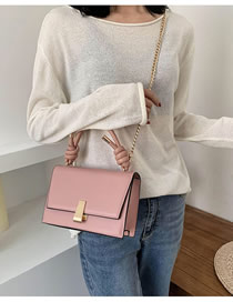 Fashion Pink Chain Flap Lock Shoulder Crossbody Bag
