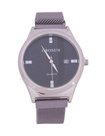 Fashion Silver Black Face Quartz Watch With Diamonds And Magnets In Milan
