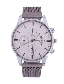 Fashion Silver White Surface Magnet Milano Quartz Watch With Calendar