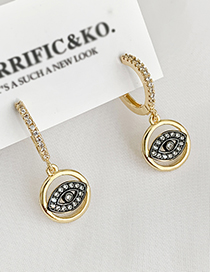 Fashion Golden Cubic Zirconia Eye Stud Earrings