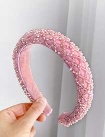 Fashion Pink Resin Bead Mesh Sponge Headband
