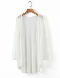 Fashion White Mesh Cardigan Mid-length Coat