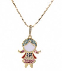Fashion Golden Cubic Zirconia Girl Necklace