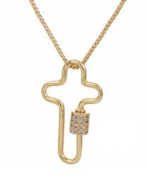Fashion Golden Cubic Zirconia Cross Necklace