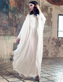 Fashion White Chiffon Embroidered Loose Plus Size Sun Dress