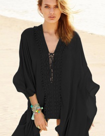 Fashion Black Cotton-lined Loose Sun-block Clothing
