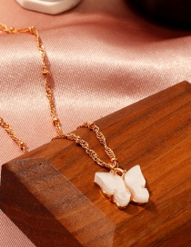 Fashion White Acrylic Butterfly Ball Bead Necklace