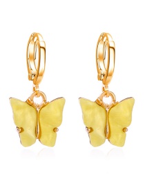 Fashion Yellow Acrylic Butterfly Alloy Earrings