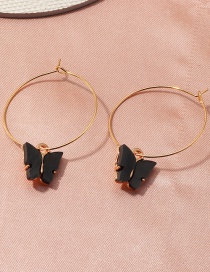 Fashion Black Acrylic Butterfly Alloy Circle Earrings