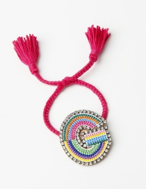 Fashion G Color Embroidered Woven Adjustable Crystal Alphabet Bracelet
