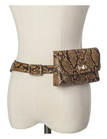 Fashion Serpentine Camel Snakeskin Belt Buckle Flap Belt Belt Bag