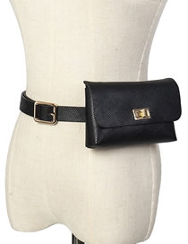 Fashion Snake Pattern Black Snakeskin Belt Buckle Flap Belt Belt Bag